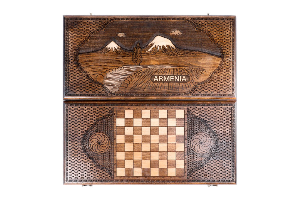 Handmade Wooden Backgammon Set with Mount Ararat, 60 cm - photo 11