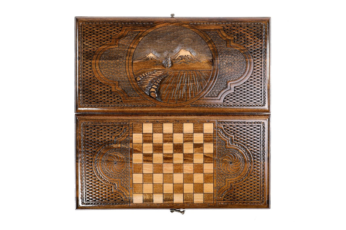 Handmade Wooden Backgammon Set with Mount Ararat, 40 cm - photo 11