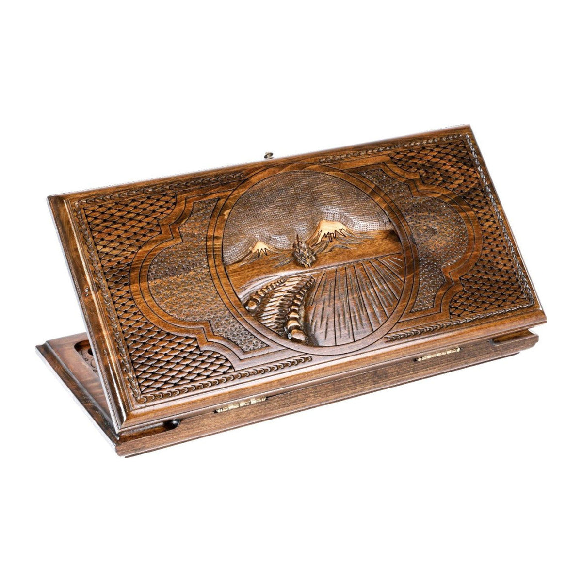 Handmade Wooden Backgammon Set with Mount Ararat, 40 cm