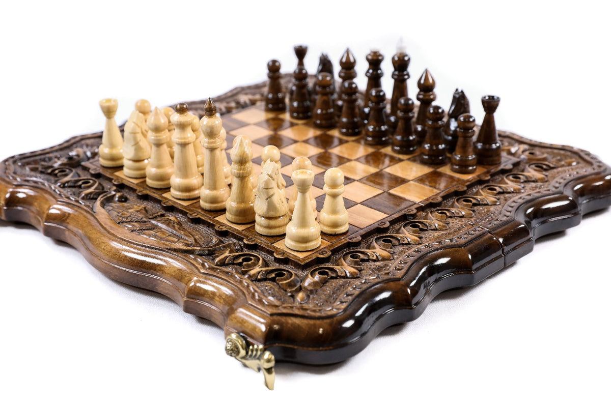 Handmade Wooden Chess and Backgammon Set with Mount Ararat, 30 cm - photo 2