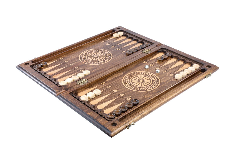 Handmade Wooden Backgammon Set with Garni Temple, 60 cm - photo 3