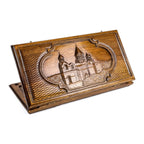 Handmade Walnut Backgammon Set with Etchmiadzin Cathedral, 60 cm