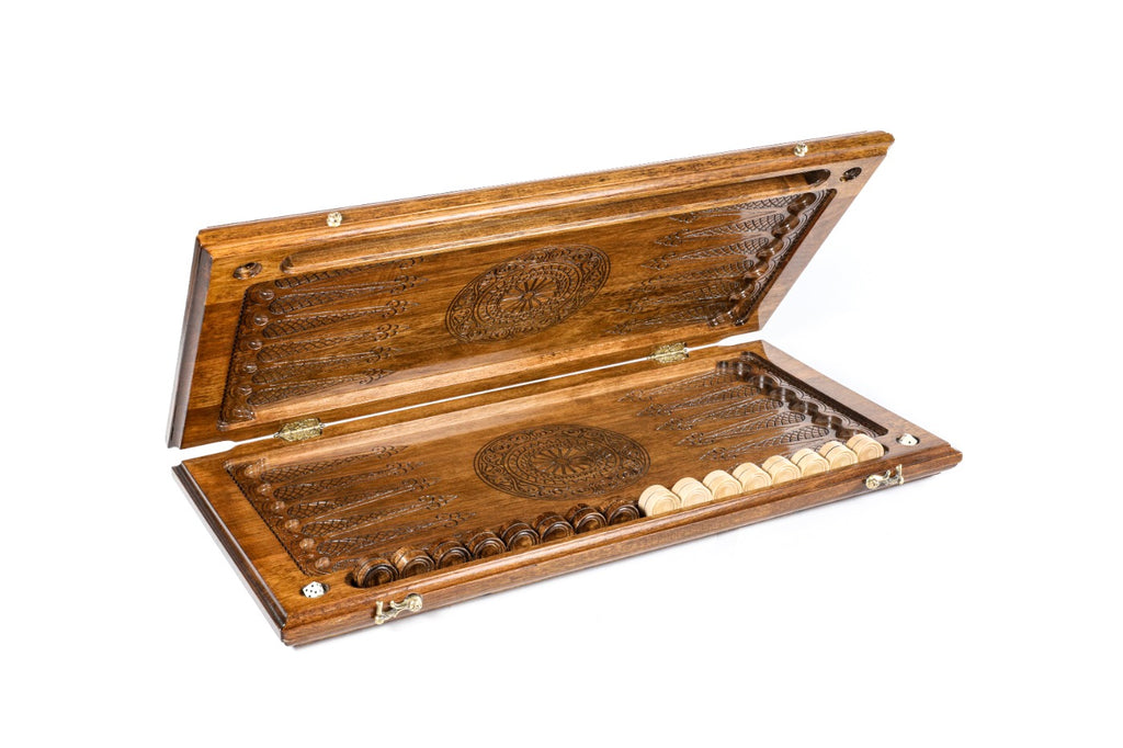 Handmade Walnut Backgammon Set with Etchmiadzin Cathedral, 60 cm - photo 5