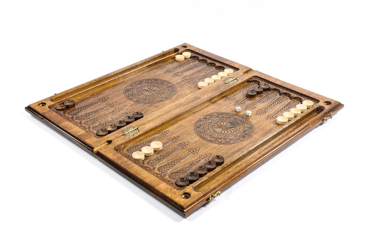 Handmade Walnut Backgammon Set with Etchmiadzin Cathedral, 60 cm - photo 3