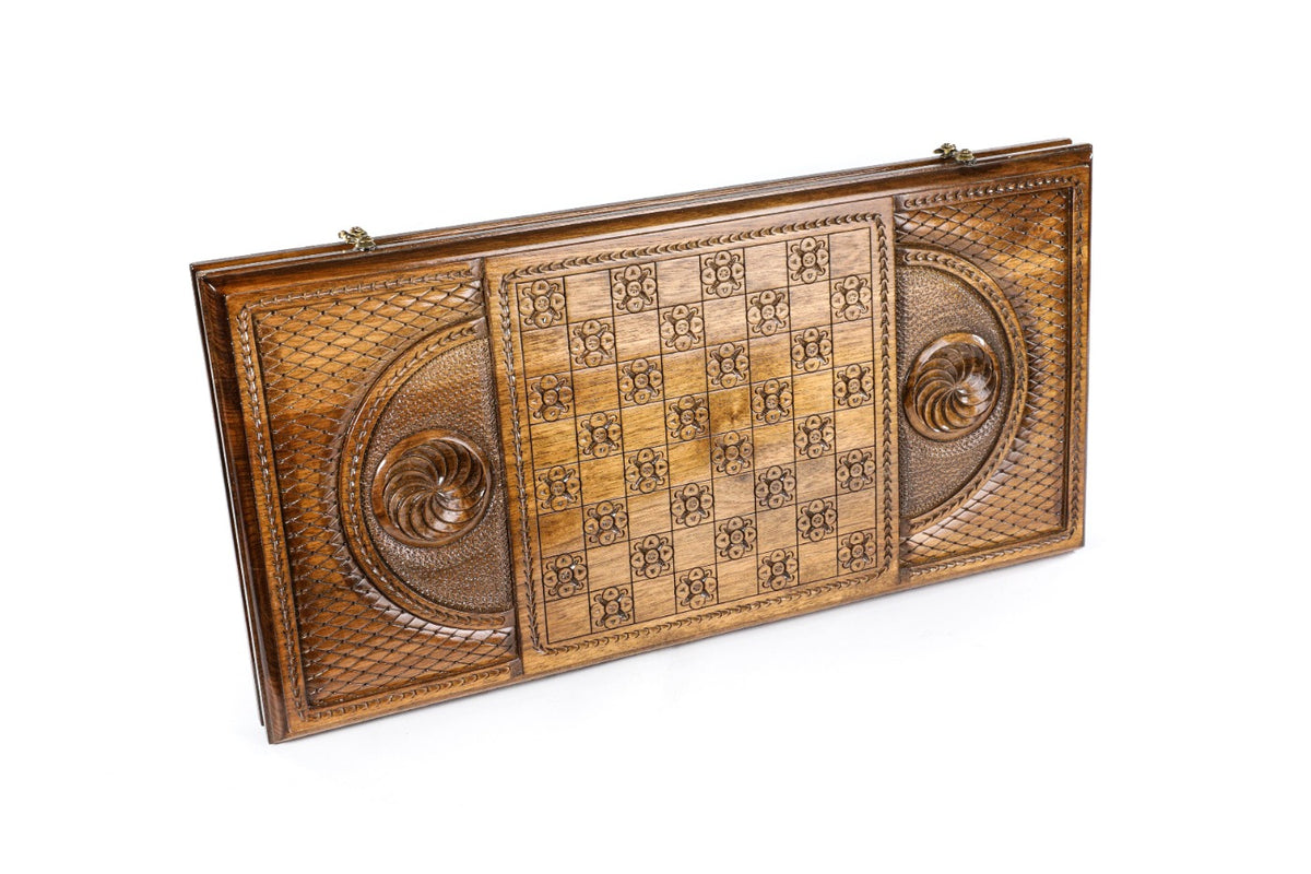 Handmade Walnut Backgammon Set with Etchmiadzin Cathedral, 60 cm - photo 4