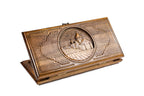Handmade Walnut Two-Sided Backgammon Set with Garni Temple and Geghard Monastery, 40 cm