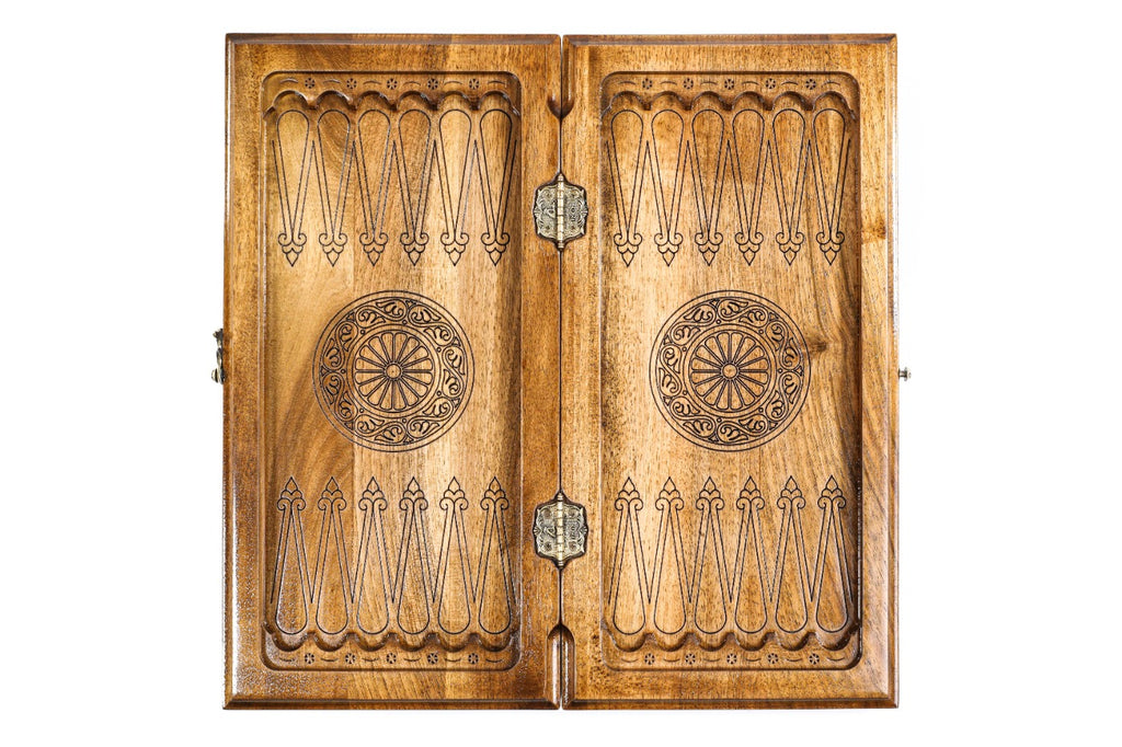 Handmade Walnut Two-Sided Backgammon Set with Garni Temple and Geghard Monastery, 40 cm - photo 12