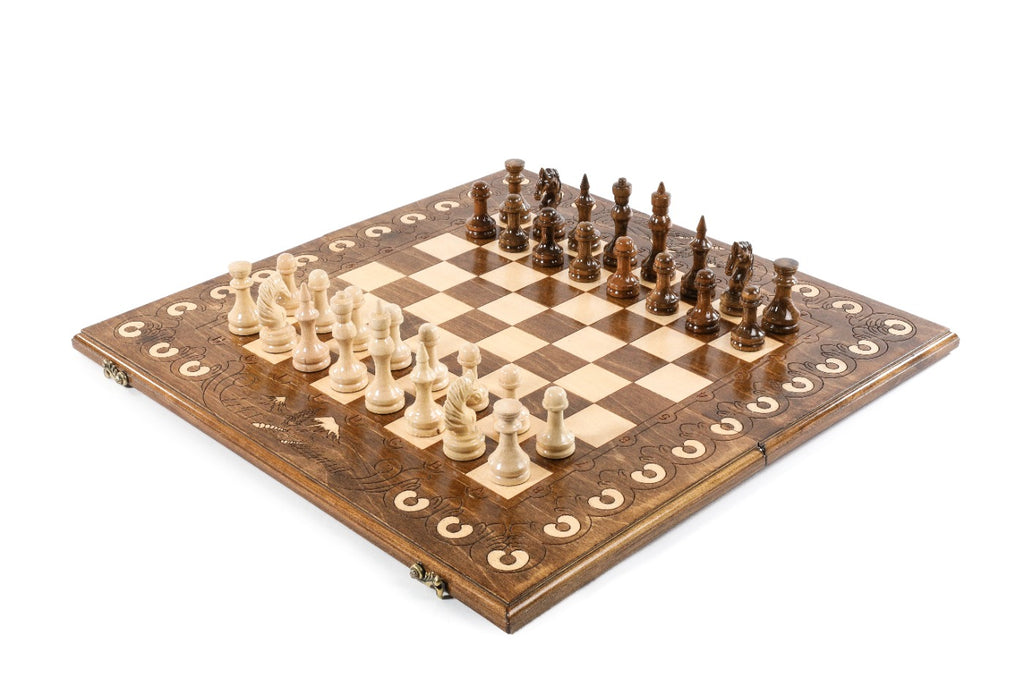 Handmade Wooden Chess Set with Mount Ararat, 60 cm (Model 16015)