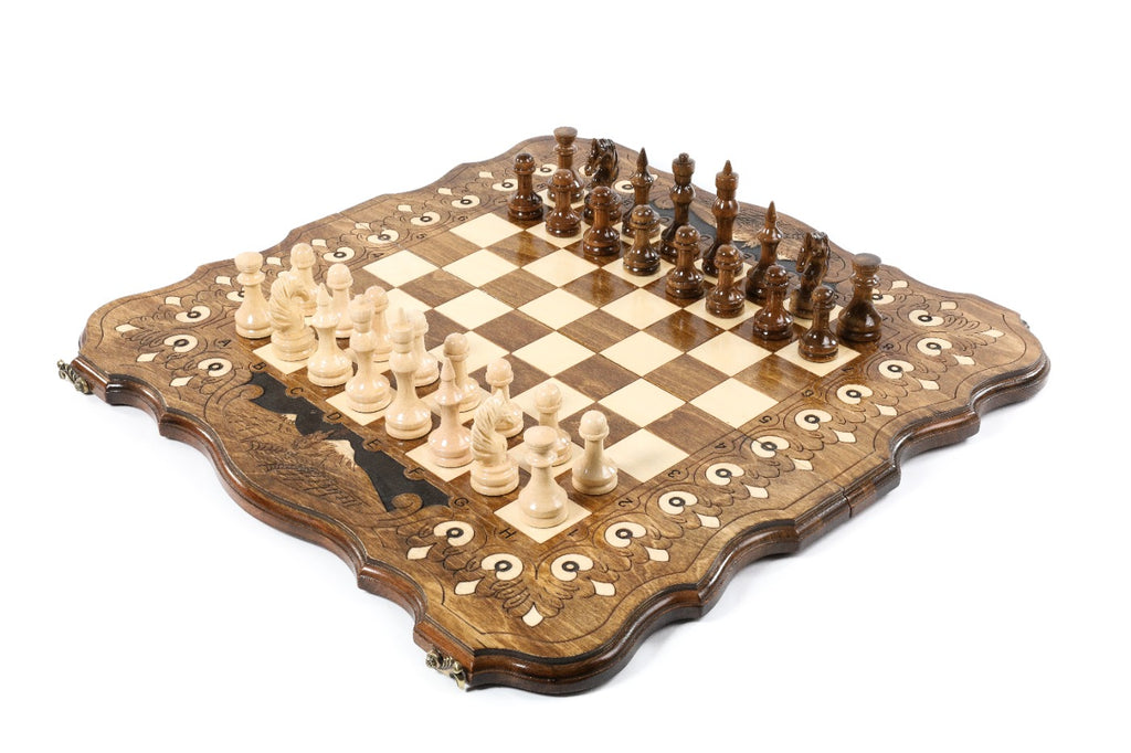Handmade Wooden Chess Set with Mount Ararat, 60 cm (Model 16017)