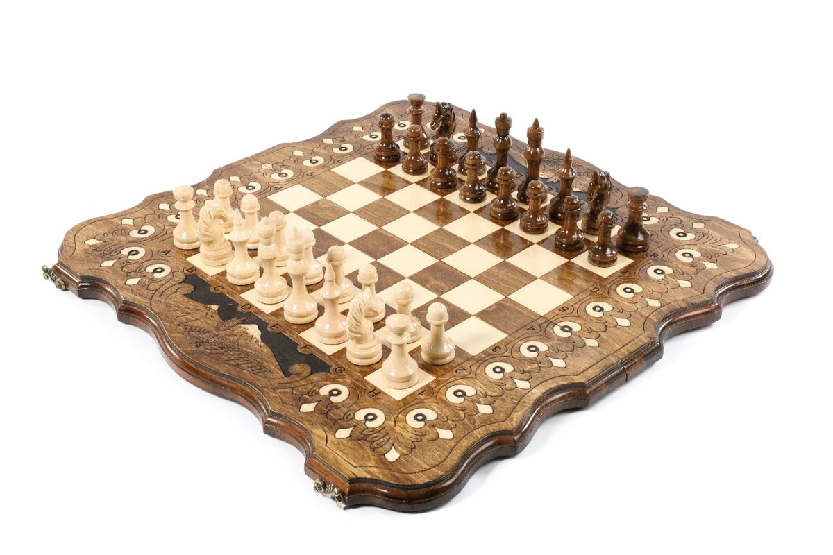 Handmade Wooden Chess Set with Mount Ararat, 60 cm (Model 16017)