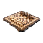Handmade Walnut Chess and Backgammon Set with Eternity Sign, 60 cm