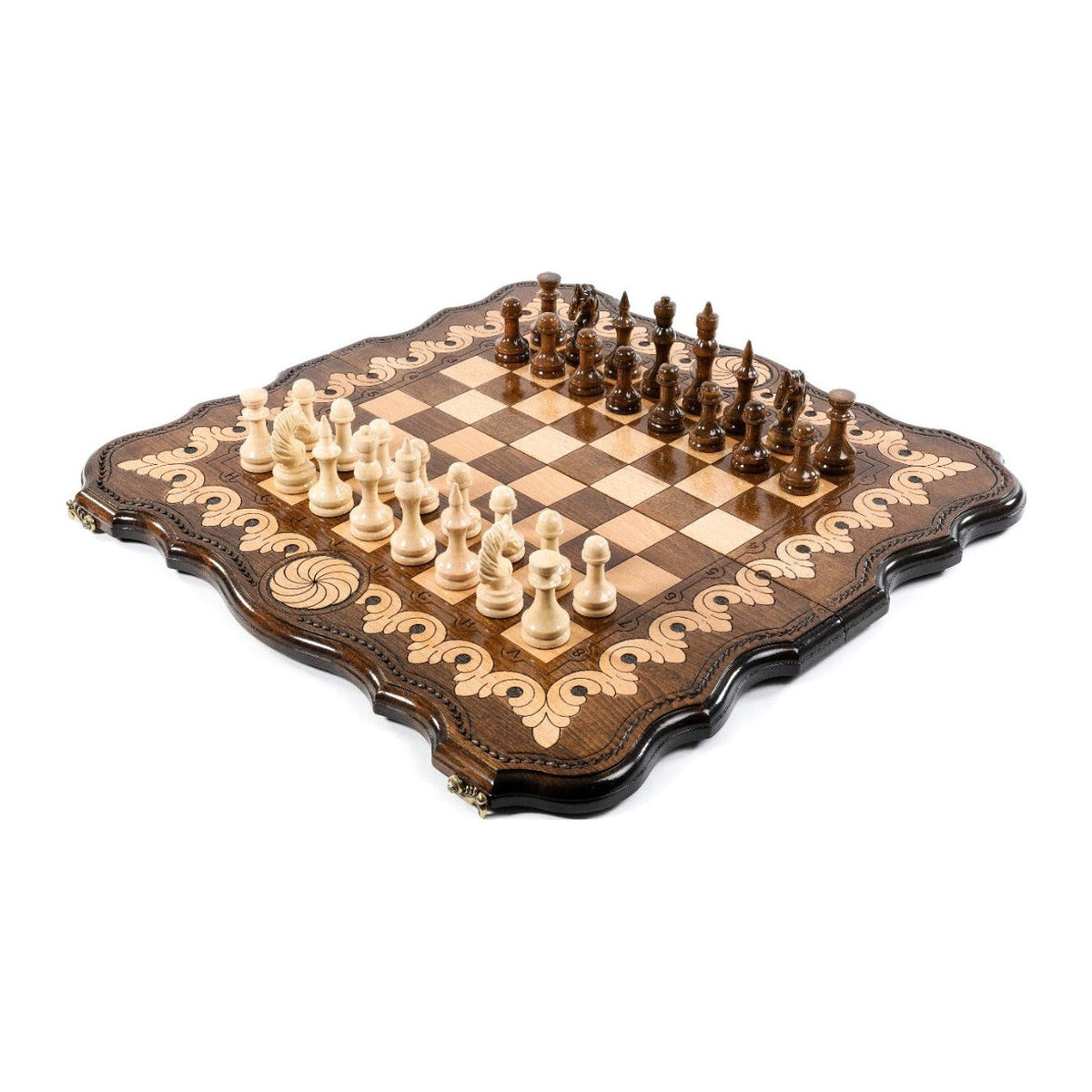 Handmade Walnut Chess and Backgammon Set with Eternity Sign, 60 cm