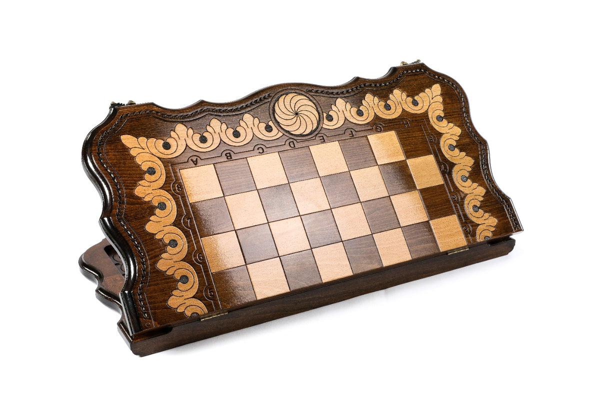 Handmade Walnut Chess and Backgammon Set with Eternity Sign, 60 cm - photo 4