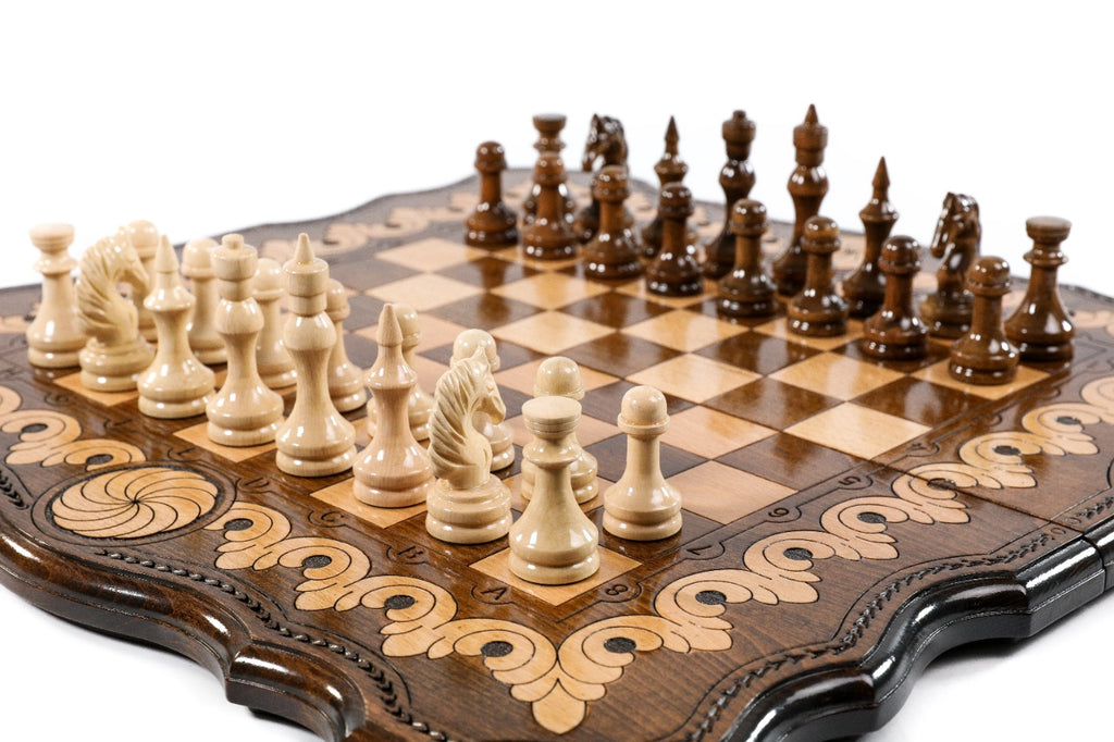 Handmade Walnut Chess and Backgammon Set with Eternity Sign, 60 cm - photo 2