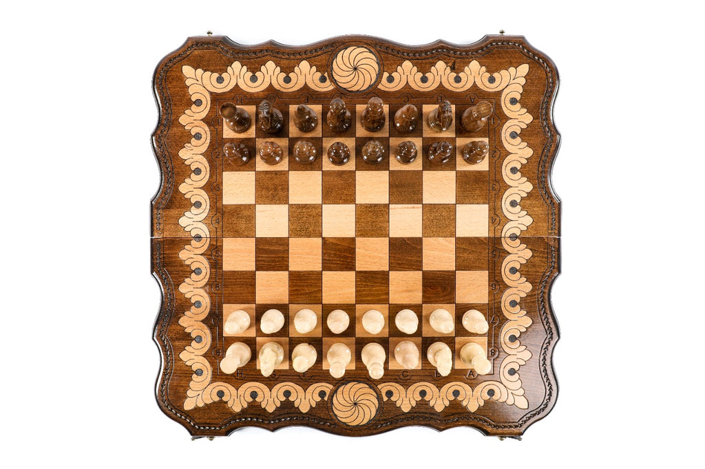 Handmade Walnut Chess and Backgammon Set with Eternity Sign, 60 cm - photo 6