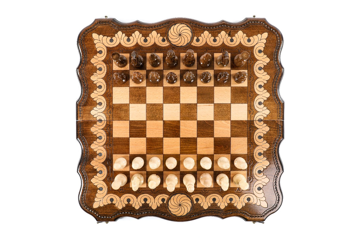 Handmade Walnut Chess and Backgammon Set with Eternity Sign, 60 cm - photo 6