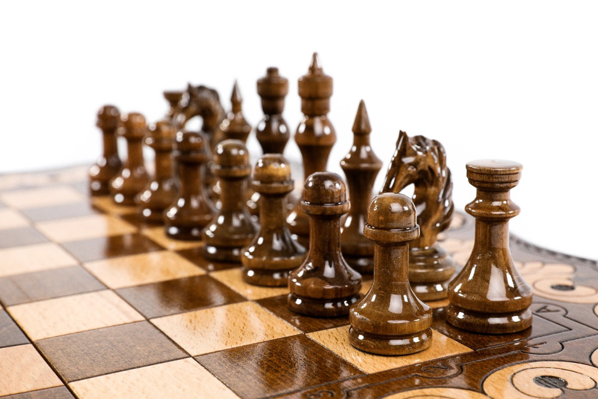 Handmade Walnut Chess and Backgammon Set with Eternity Sign, 60 cm - photo 9