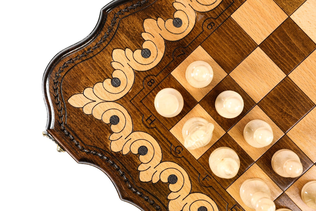 Handmade Walnut Chess and Backgammon Set with Eternity Sign, 60 cm - photo 12