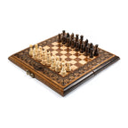 Handmade Wooden Chess and Backgammon Set with Eternity Sign, 30 cm
