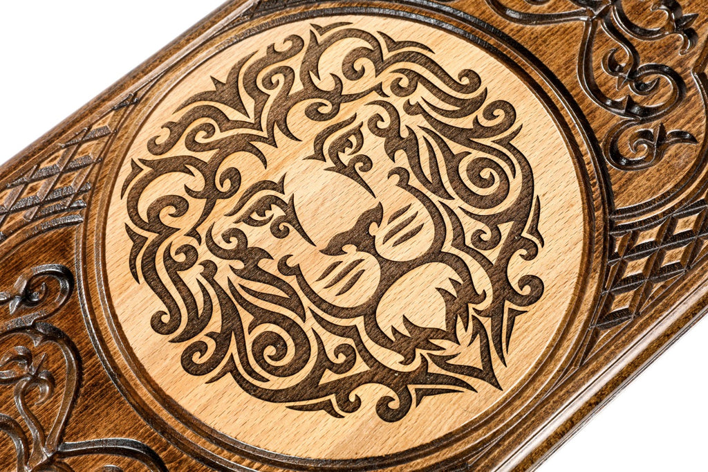 Handmade Wooden Backgammon Set with Lion, 60 cm - photo 5