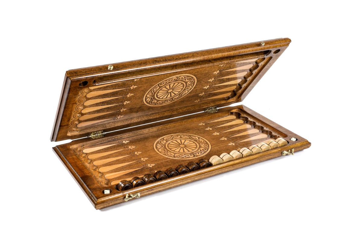Handmade Wooden Backgammon Set with Russian Coat of Arms, 60 cm - photo 5