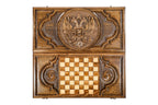 Handmade Wooden Backgammon Set with Russian Coat of Arms, 60 cm - photo 11