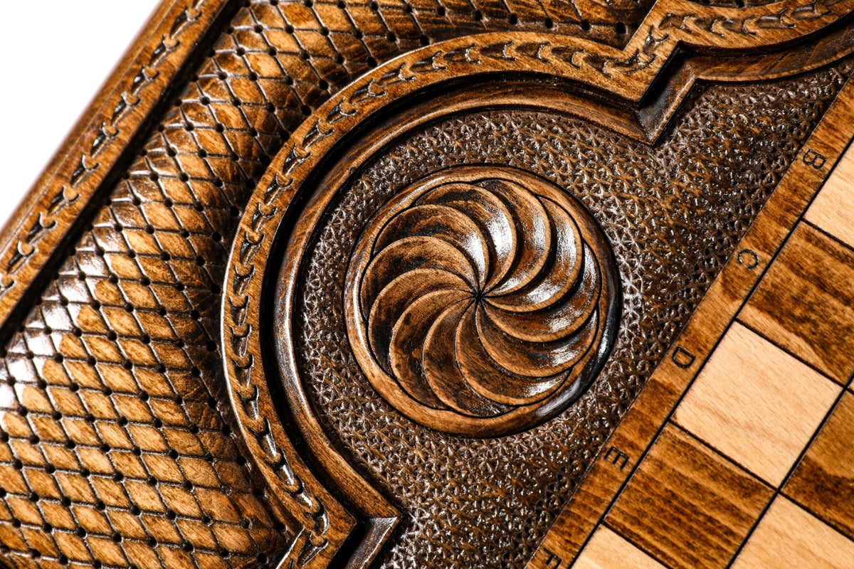 Handmade Wooden Backgammon Set with Russian Coat of Arms, 60 cm - photo 10