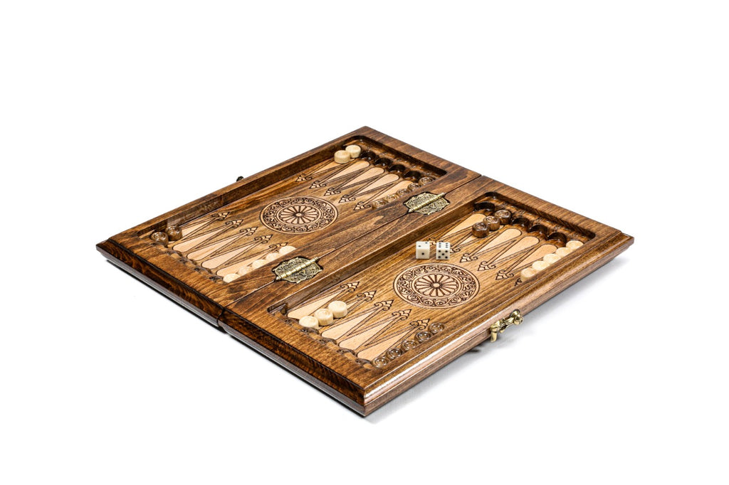 Handmade Wooden Backgammon Set, Classic Board, 30 cm - photo 3
