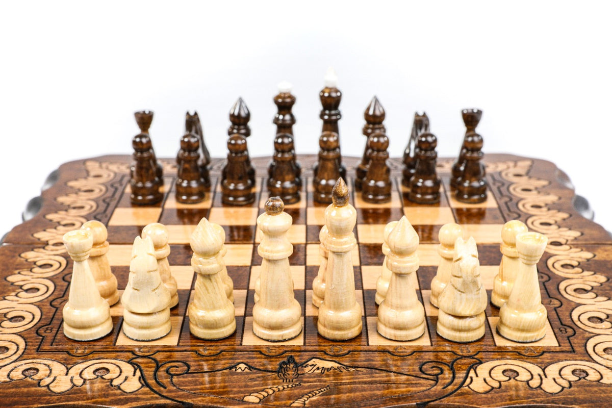 Handmade Wooden Chess and Backgammon Set with Mount Ararat, 30 cm - photo 5