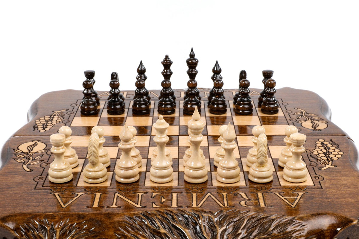 Handmade Wooden Chess Set with Ararat Outline, 30 cm - photo 5