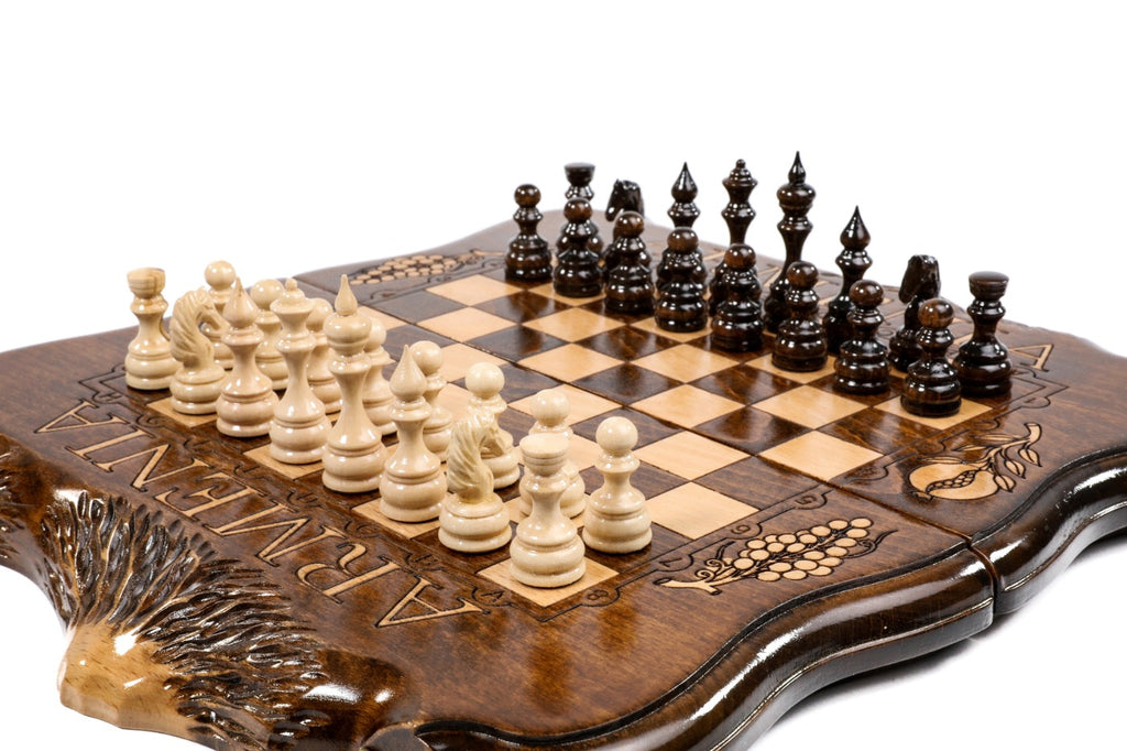 Handmade Wooden Chess Set with Ararat Outline, 30 cm - photo 2