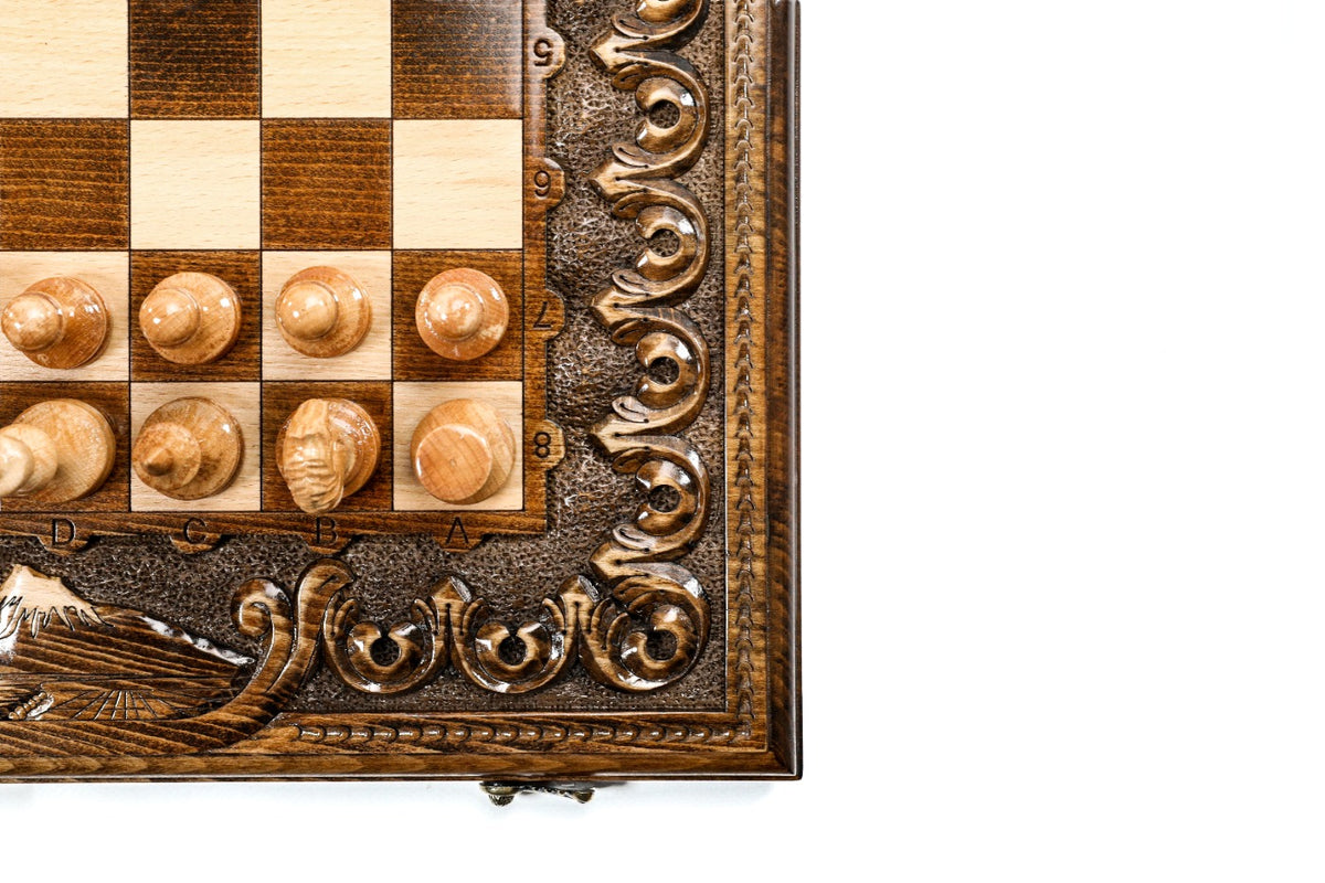 Handmade Wooden Chess and Backgammon Set with Mount Ararat, 50 cm - photo 9