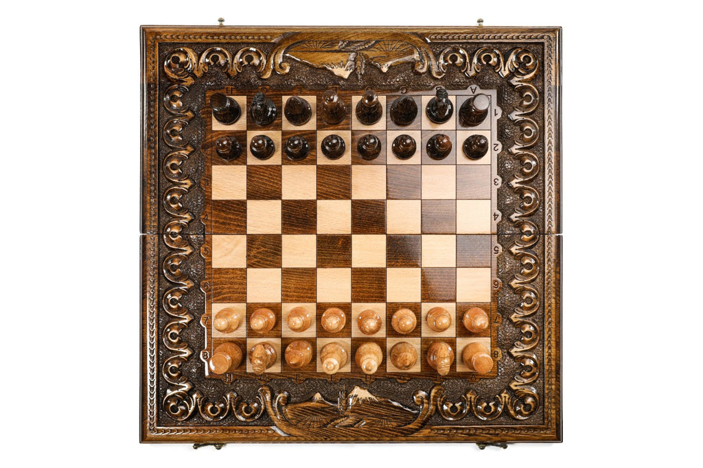 Handmade Wooden Chess and Backgammon Set with Mount Ararat, 50 cm - photo 12