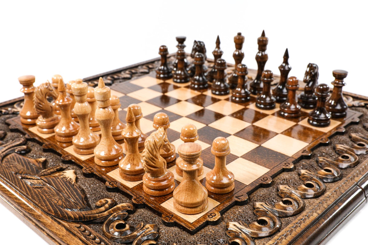 Handmade Wooden Chess and Backgammon Set with Mount Ararat, 50 cm - photo 2