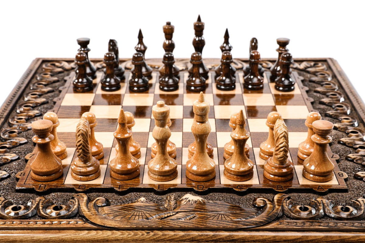 Handmade Wooden Chess and Backgammon Set with Mount Ararat, 50 cm - photo 5