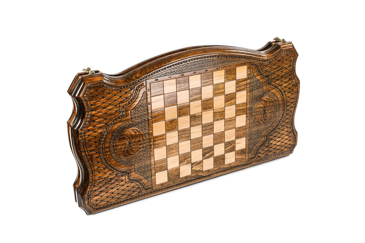 Handmade Wooden Backgammon Set with Armenian Coat of Arms, 60 cm - photo 4