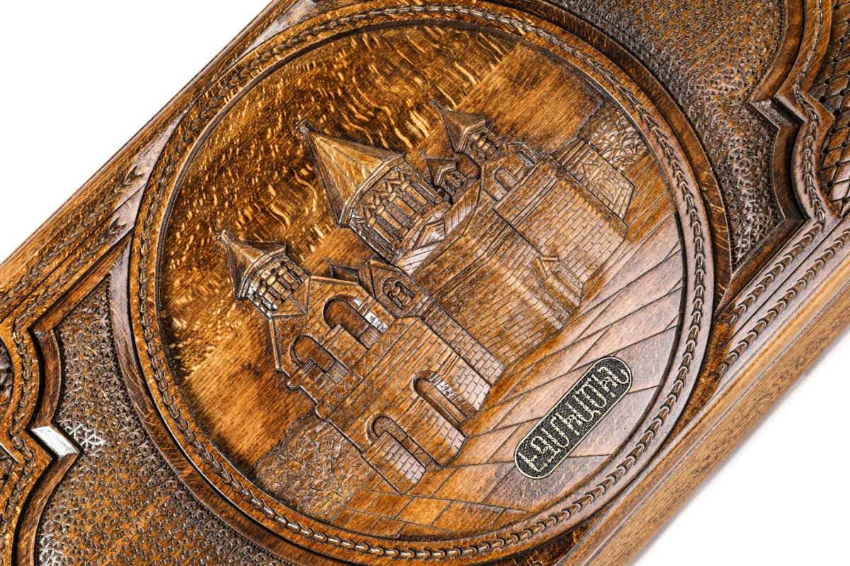 Handmade Wooden Backgammon Set with Etchmiadzin Cathedral, 60 cm - photo 2