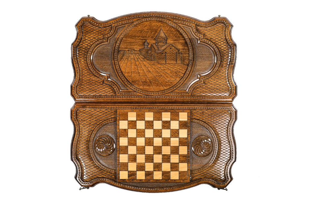 Handmade Wooden Backgammon Set with Geghard Monastery, 60 cm - photo 11