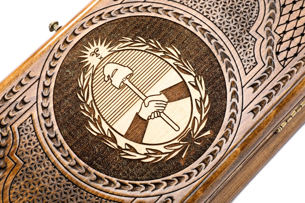 Handmade Wooden Backgammon Set with Argentine Coat of Arms, 30 cm - photo 2