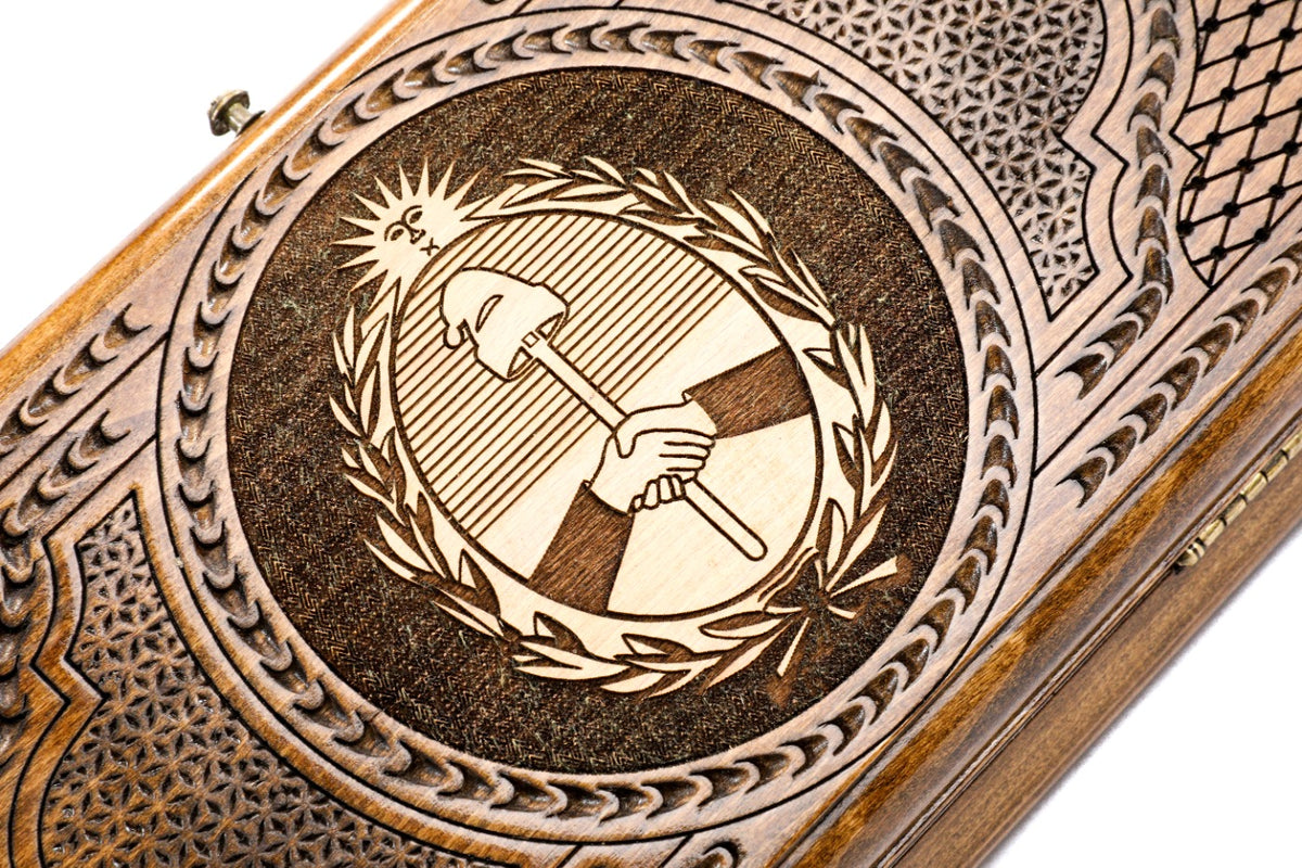 Handmade Wooden Backgammon Set with Argentine Coat of Arms, 30 cm - photo 2