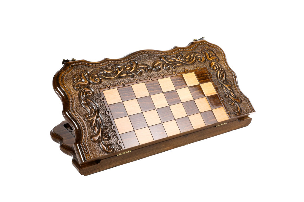 Handmade Wooden Chess and Backgammon Set with Contour Outline, 50 cm - photo 4
