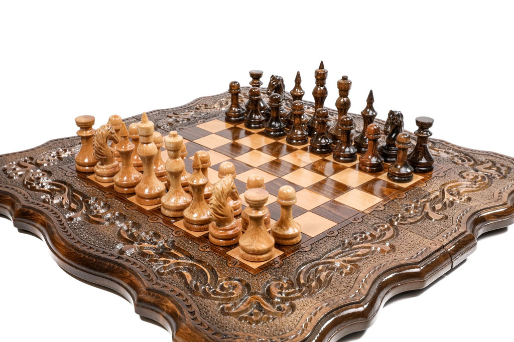 Handmade Wooden Chess and Backgammon Set with Contour Outline, 50 cm - photo 2
