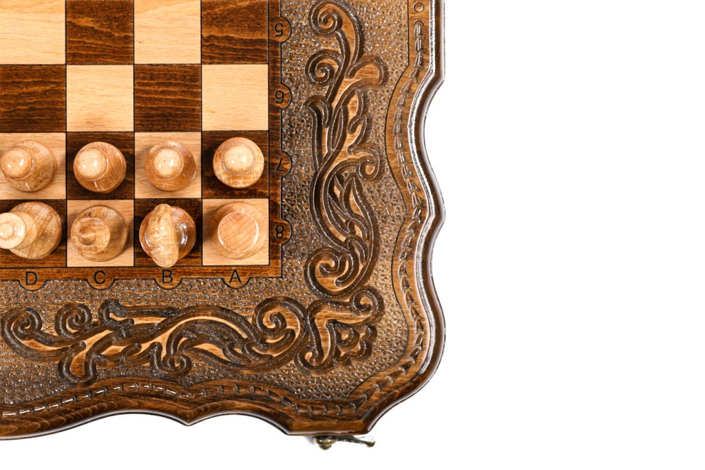 Handmade Wooden Chess and Backgammon Set with Contour Outline, 50 cm - photo 9