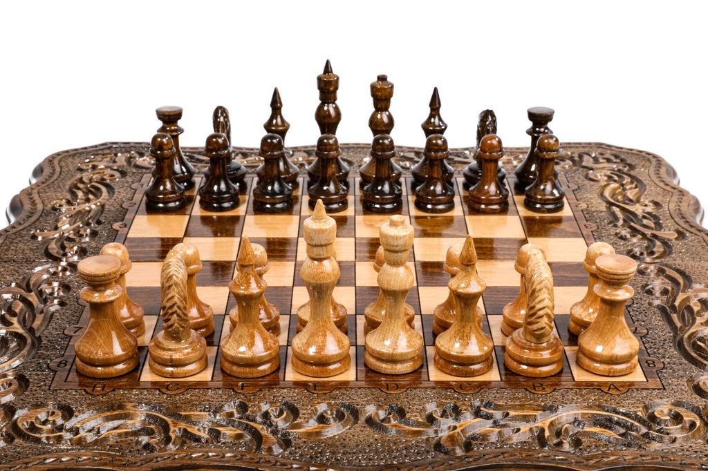 Handmade Wooden Chess and Backgammon Set with Contour Outline, 50 cm - photo 5