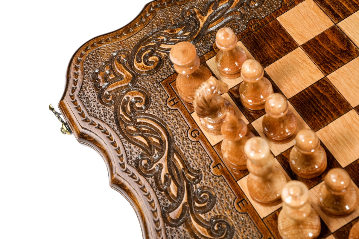 Handmade Wooden Chess and Backgammon Set with Contour Outline, 50 cm - photo 10