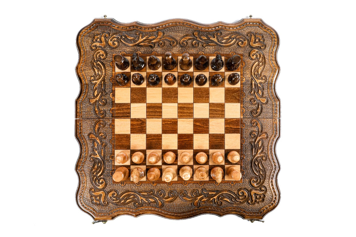 Handmade Wooden Chess and Backgammon Set with Contour Outline, 50 cm - photo 12