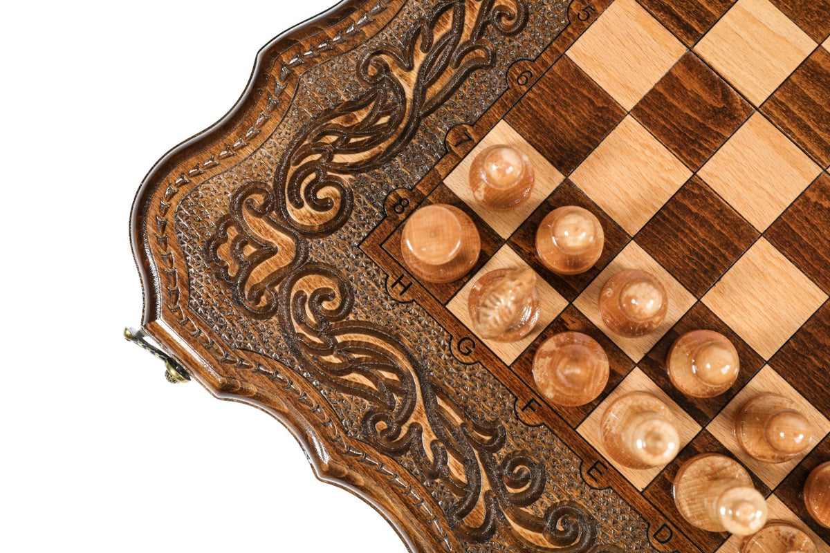 Handmade Wooden Chess and Backgammon Set with Contour Outline, 50 cm - photo 11