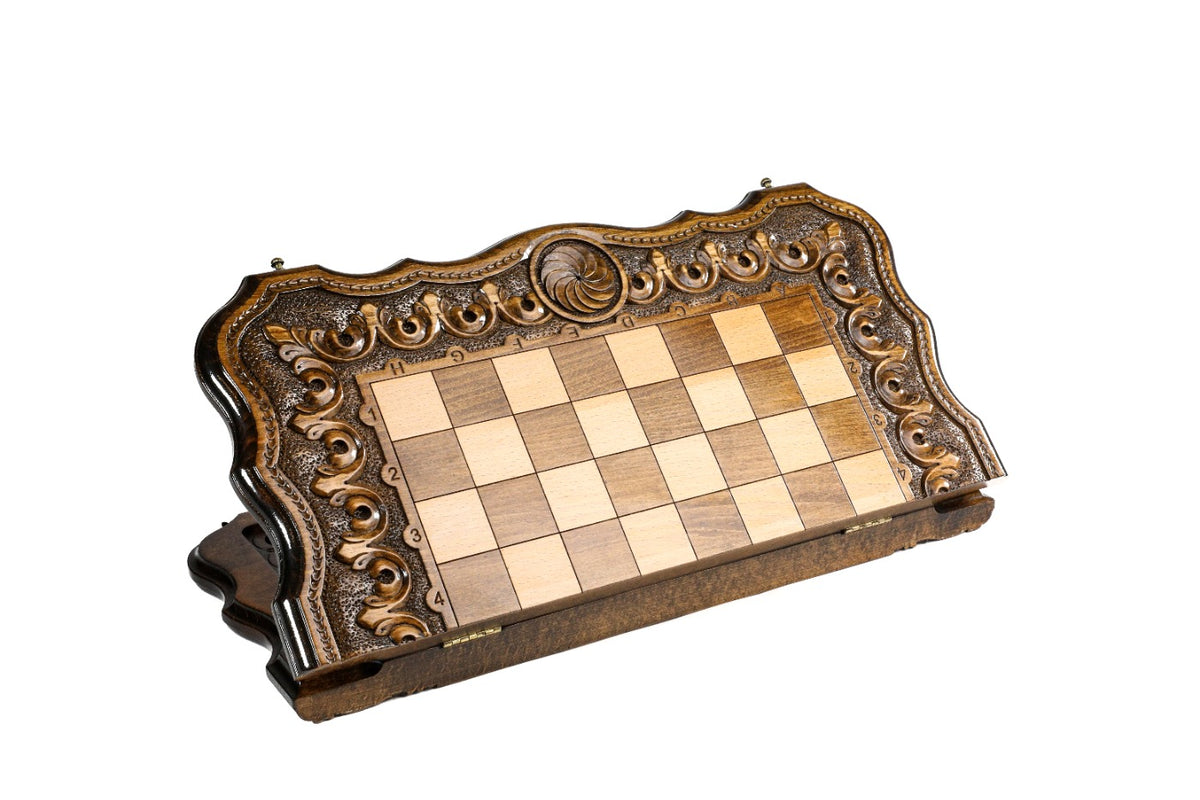 Handmade Wooden Chess and Backgammon Set with Armenian Ornament, 50 cm - photo 4
