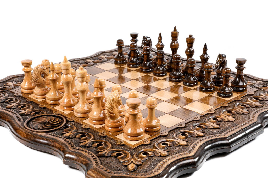 Handmade Wooden Chess and Backgammon Set with Armenian Ornament, 50 cm - photo 2