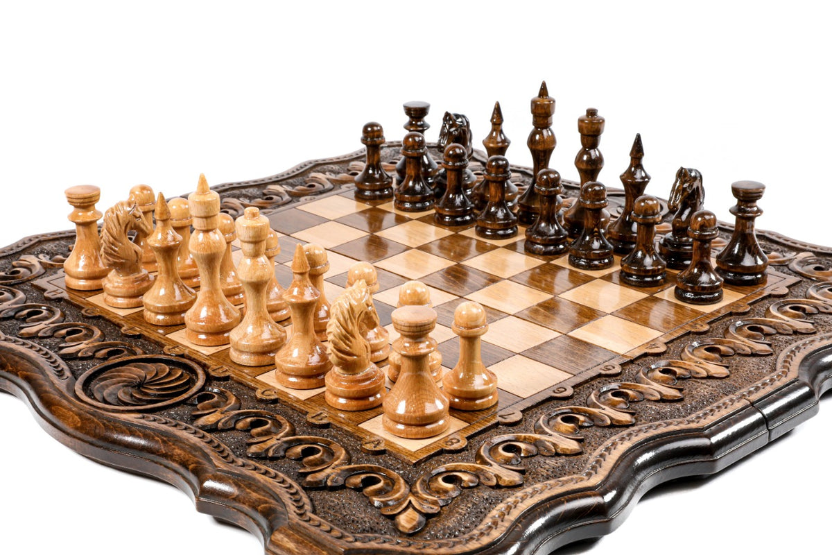 Handmade Wooden Chess and Backgammon Set with Armenian Ornament, 50 cm - photo 2